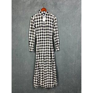 Polo Ralph Lauren Maxi Dress Womens Size 4 Plaid Button Shirt Long Sleeve Belted